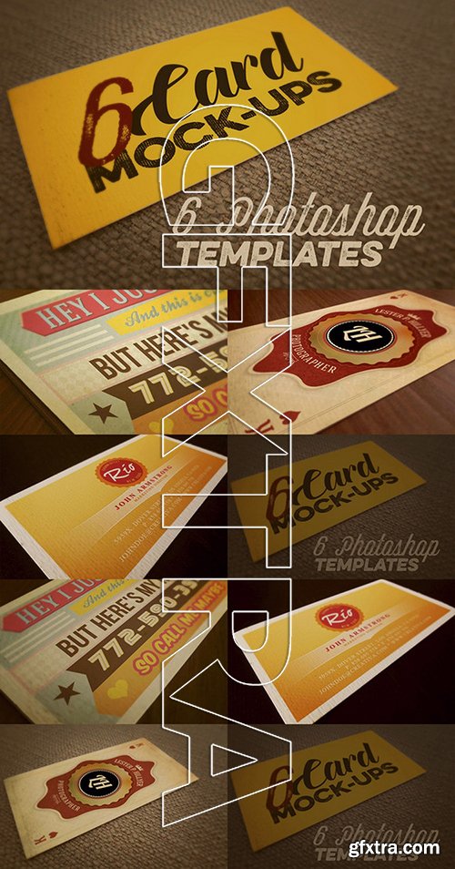 CM - 6 Card Mockups - RetroVintage Style 262457