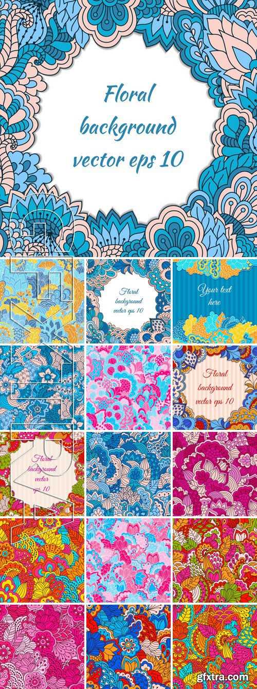 Stock Vectors - Hand drawn seamless pattern with floral elements. colorful background