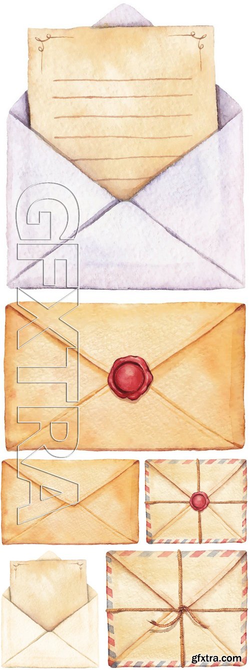 Stock Vectors - Old envelope painted watercolor. vectorized watercolor illustration