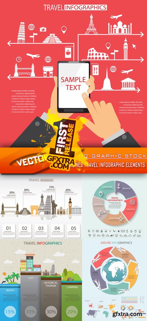 Stock Vector - Airlines travel infographic elements