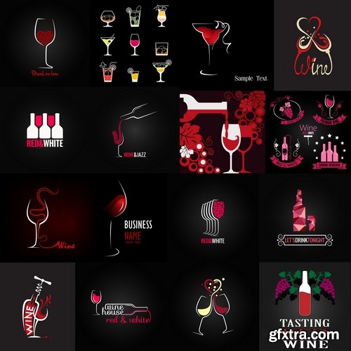 Collection of vector image background is a glass of wine 25 Eps