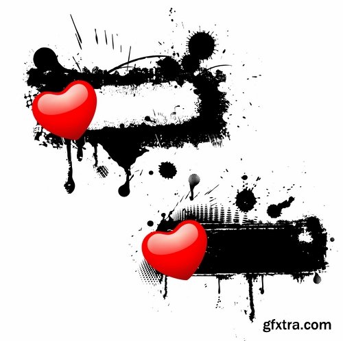 Collection of vector silhouettes picture grunge heart a girl dreams 25 Eps