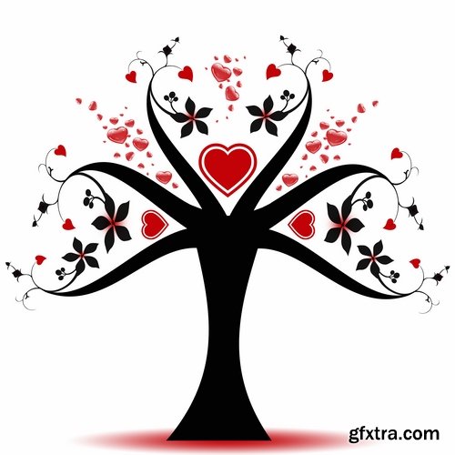 Collection of vector silhouettes picture grunge heart a girl dreams 25 Eps