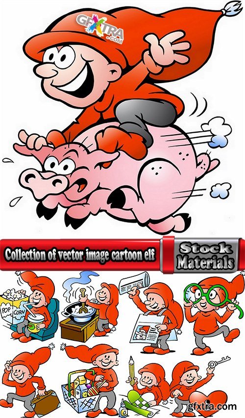 Collection of vector image cartoon elf 25 Eps