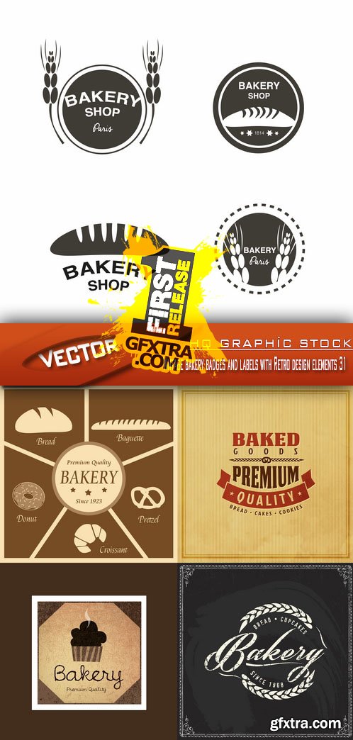 Stock Vector - Vintage bakery badges and labels with Retro design elements 31