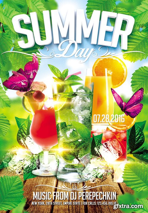 Summer Day Party Flyer PSD Template Facebook Cover