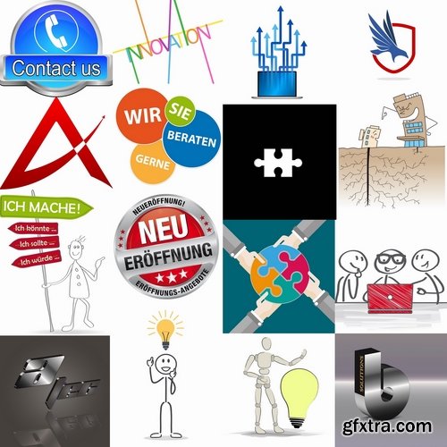 Collection of vector picture business concept idea infographics success 25 Eps