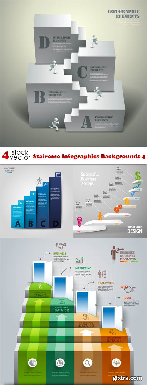 Vectors - Staircase Infographics Backgrounds 4