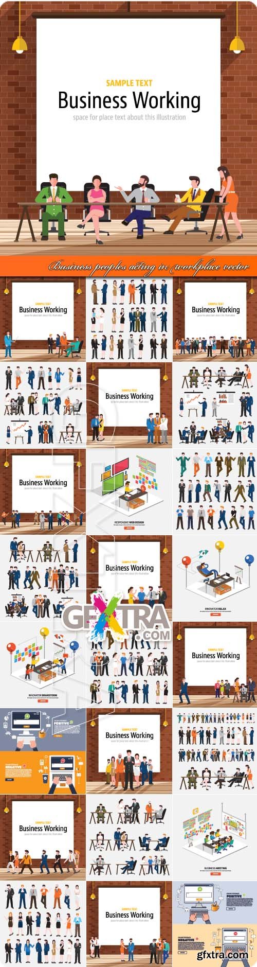 Business peoples acting in workplace vector