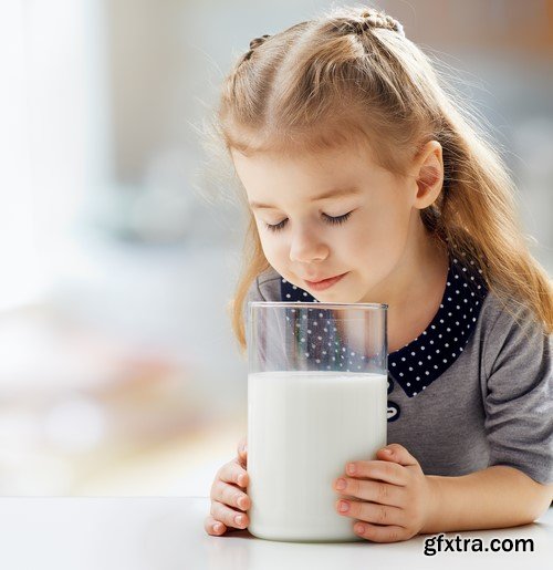 Child with glass of milk