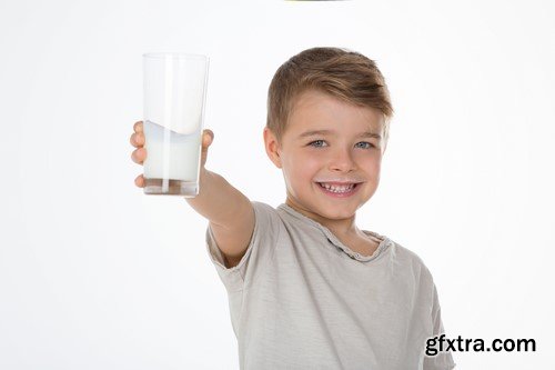 Child with glass of milk