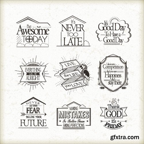 Vintage logos emblems badges and typography elements vector