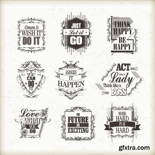 Vintage logos emblems badges and typography elements vector