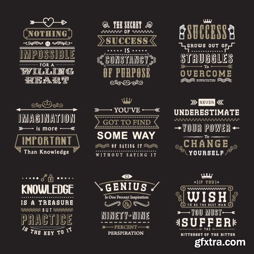 Vintage logos emblems badges and typography elements vector