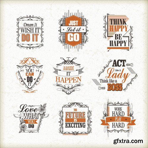 Vintage logos emblems badges and typography elements vector