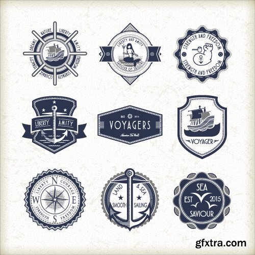 Vintage logos emblems badges and typography elements vector