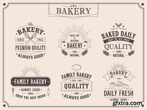 Vintage logos emblems badges and typography elements vector 2