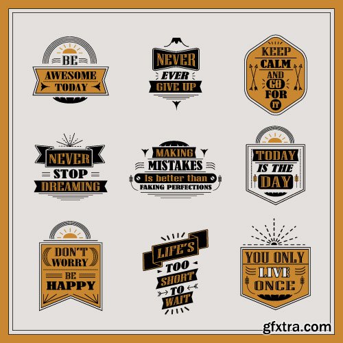 Vintage logos emblems badges and typography elements vector 2