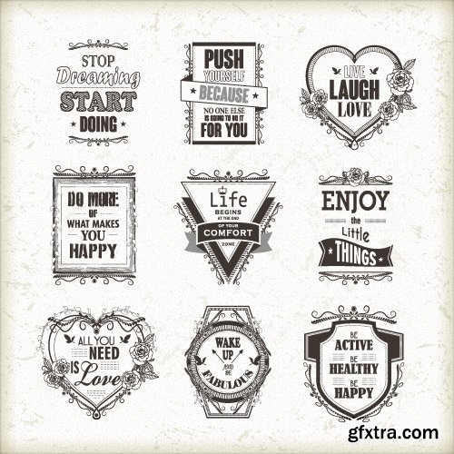 Vintage logos emblems badges and typography elements vector 2