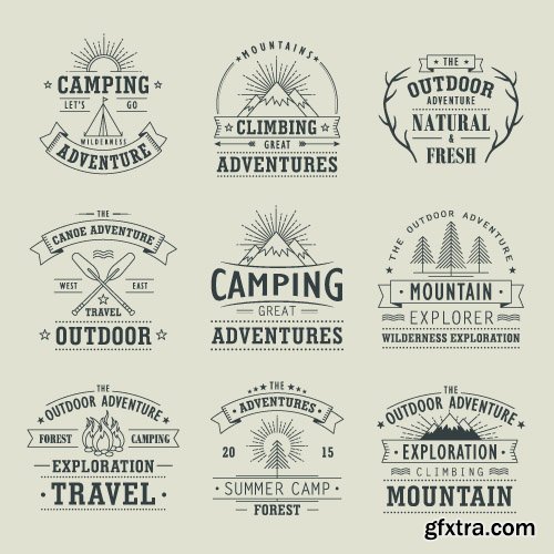 Vintage logos emblems badges and typography elements vector 2