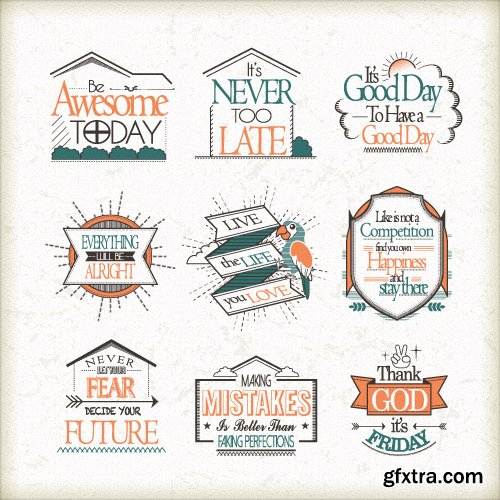 Vintage logos emblems badges and typography elements vector 2