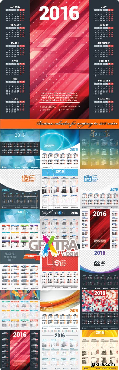 Business calendar for company in 2016 vector