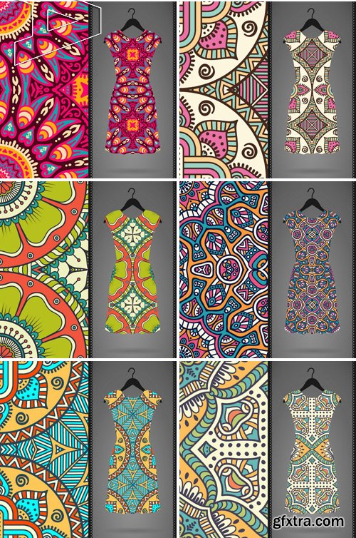 Stock Vectors - Dress with seamless pattern. Vintage decorative elements. Hand drawn background. Islam, Arabic, Indian, ottoman motifs. Perfect for printing on fabric or paper 2