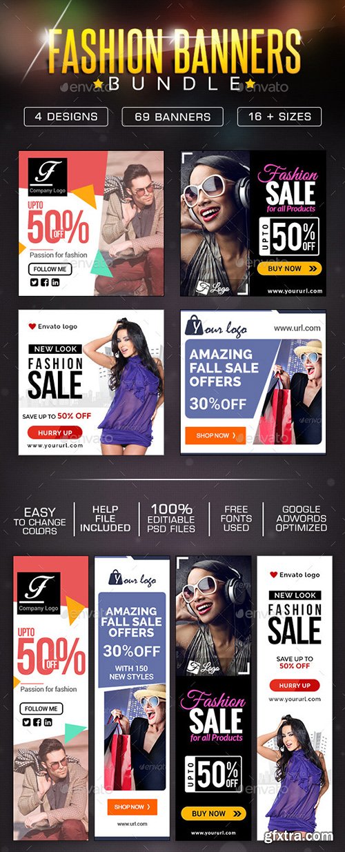 GraphicRiver Fashion Sale Banner Design Bundle - 4 sets 9000141