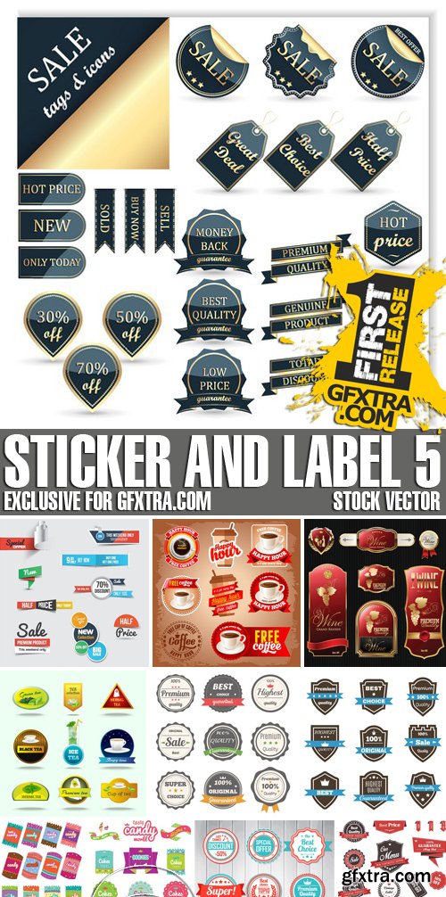 Stock Vectors - Sticker and label 5, 25xEPS