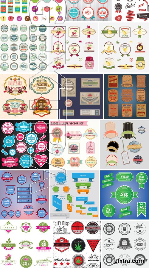 Stock Vectors - Sticker and label 5, 25xEPS