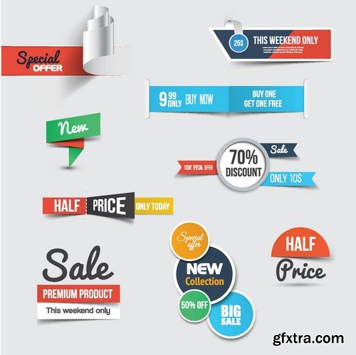 Stock Vectors - Sticker and label 5, 25xEPS