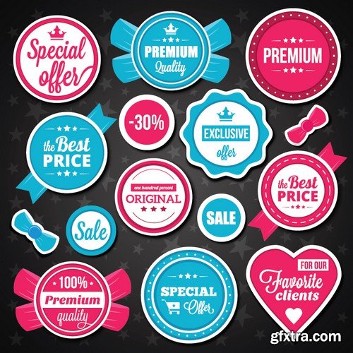 Stock Vectors - Sticker and label 5, 25xEPS