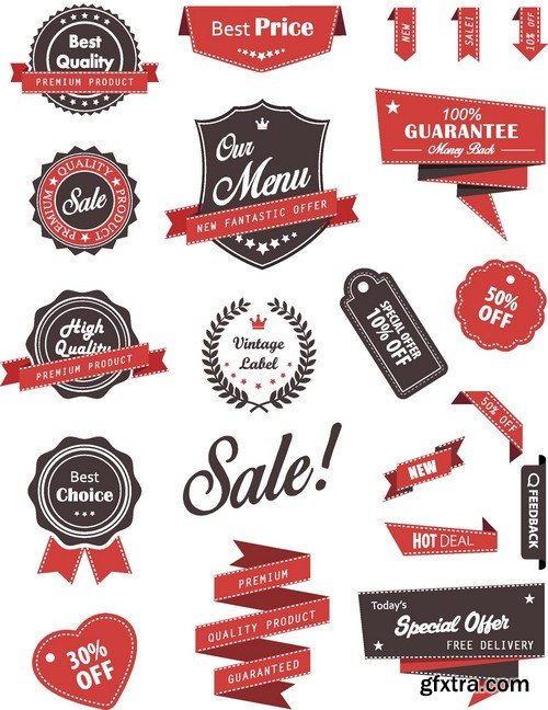 Stock Vectors - Sticker and label 5, 25xEPS