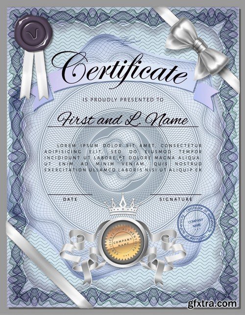 Stock Vectors - Certificate Template 9, 25xEPS