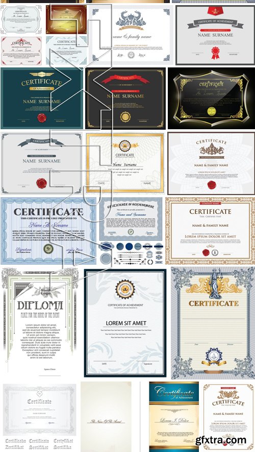 Stock Vectors - Certificate Template 9, 25xEPS