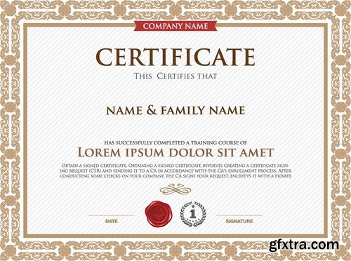 Stock Vectors - Certificate Template 9, 25xEPS