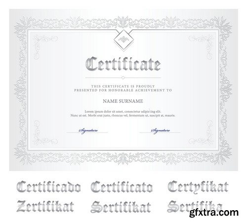 Stock Vectors - Certificate Template 9, 25xEPS