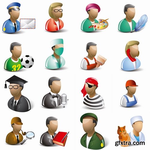 Collection of vector cartoon picture different professions template for advertising 25 Eps