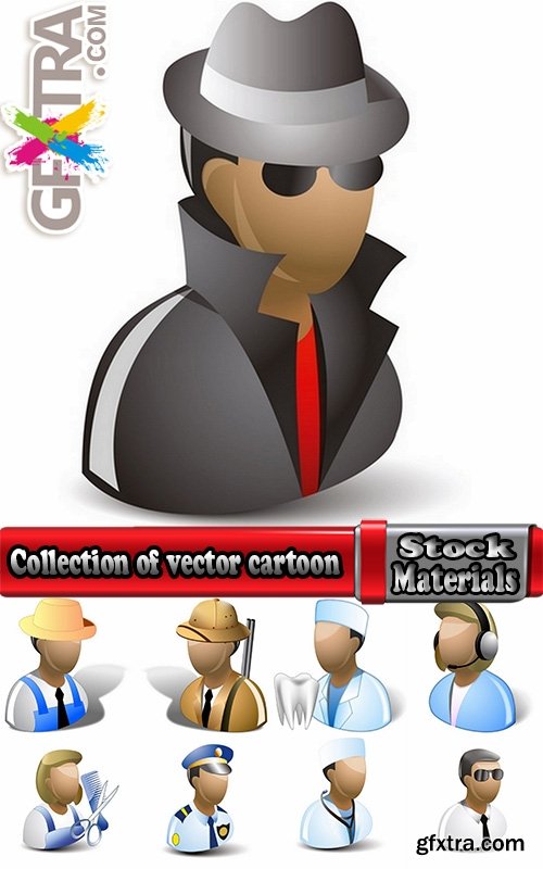 Collection of vector cartoon picture different professions template for advertising 25 Eps