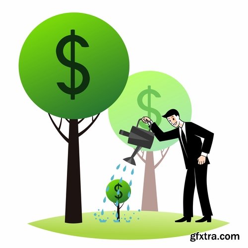 Collection of vector picture business concept cartoon businessman Chief Money 25 Eps