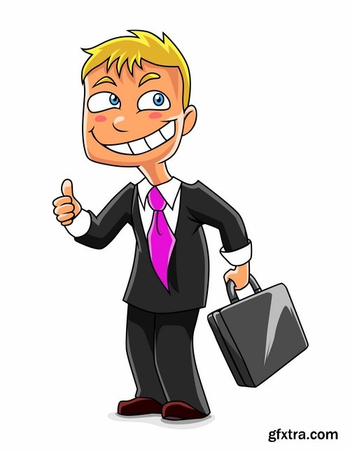 Collection of vector picture business concept cartoon businessman Chief Money 25 Eps