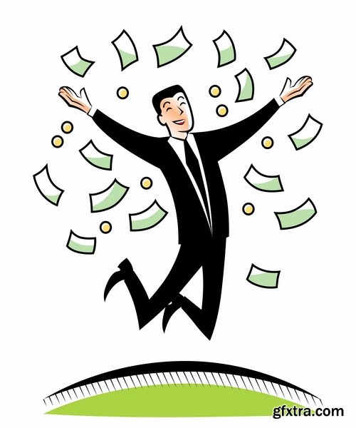 Collection of vector picture business concept cartoon businessman Chief Money 25 Eps