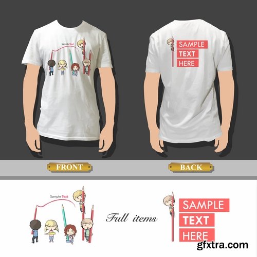 Collection of drawings printed T-shirts # 18-25 Eps