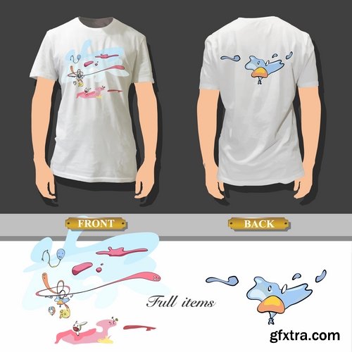 Collection of drawings printed T-shirts # 18-25 Eps