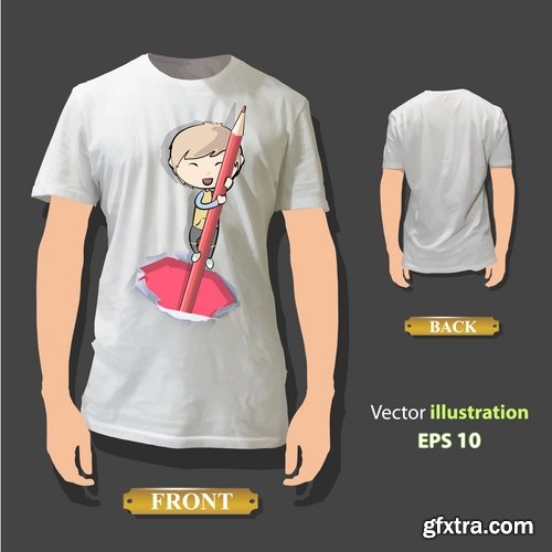 Collection of drawings printed T-shirts # 18-25 Eps