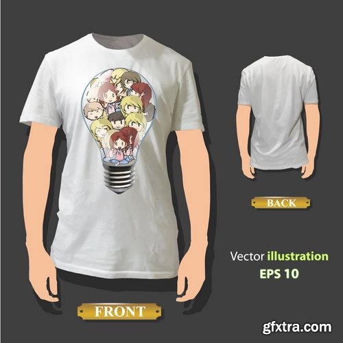 Collection of drawings printed T-shirts # 18-25 Eps