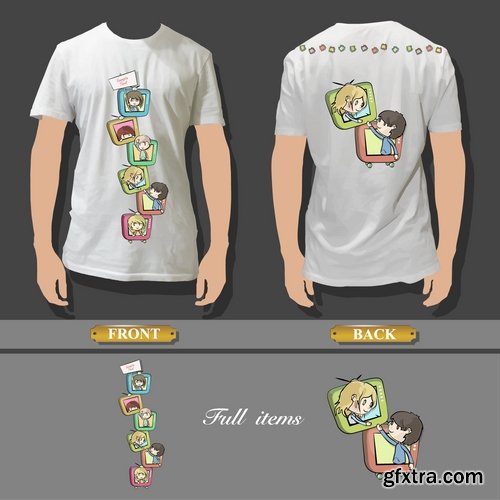 Collection of drawings printed T-shirts # 18-25 Eps