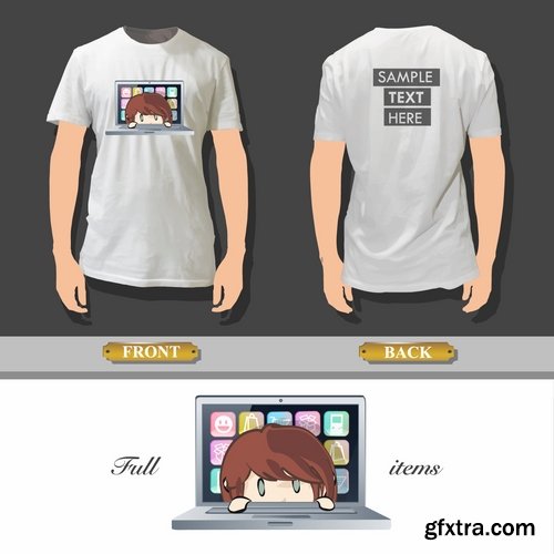 Collection of drawings printed T-shirts # 18-25 Eps