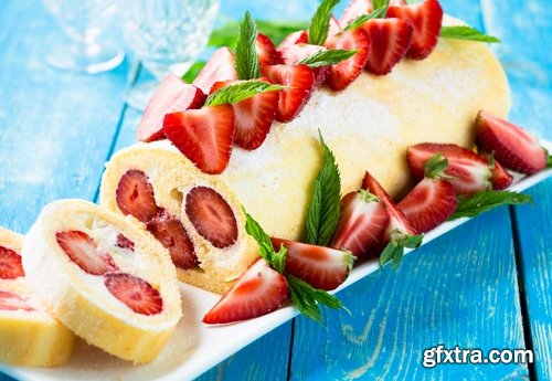Collection of delicious fruit pies jam roll cake 25 HQ Jpeg