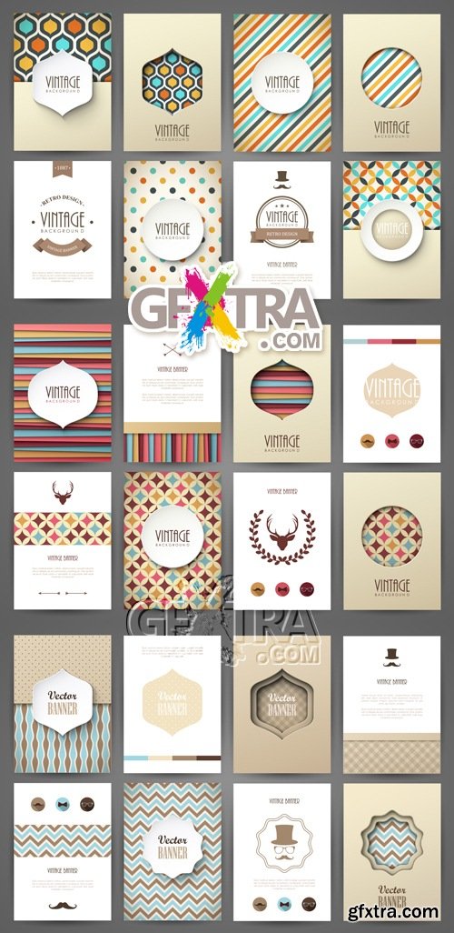 Vintage Ethnic Cards Vector